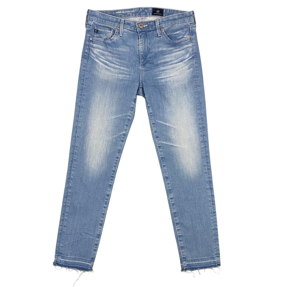 AG Adriano Goldschmied The Mid Rise Stevie Capri Light Wash Jean Size 27 Raw Hem